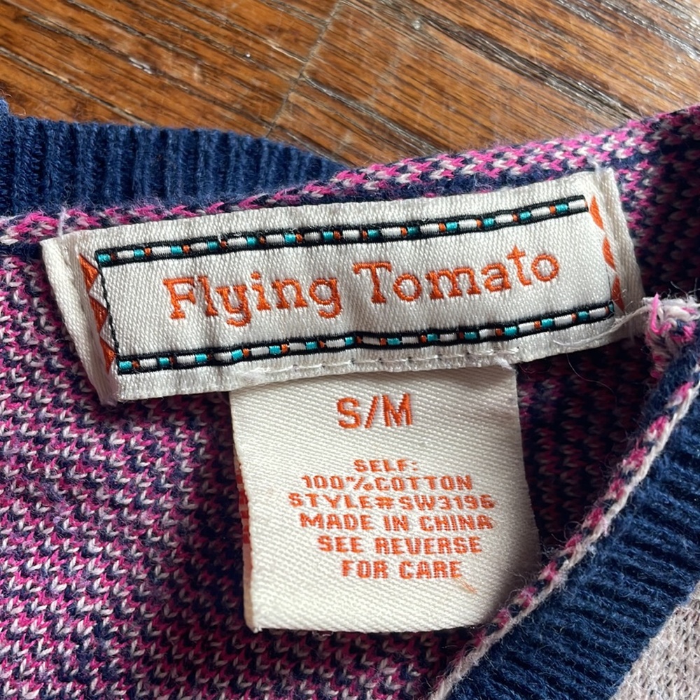 Flying Tomato Open Front Aztec Knit Poncho - Picture 2 of 6